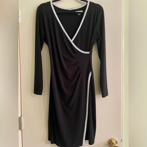 EUC Calvin Klein Black & White Long Sleeve Dress, Size 6